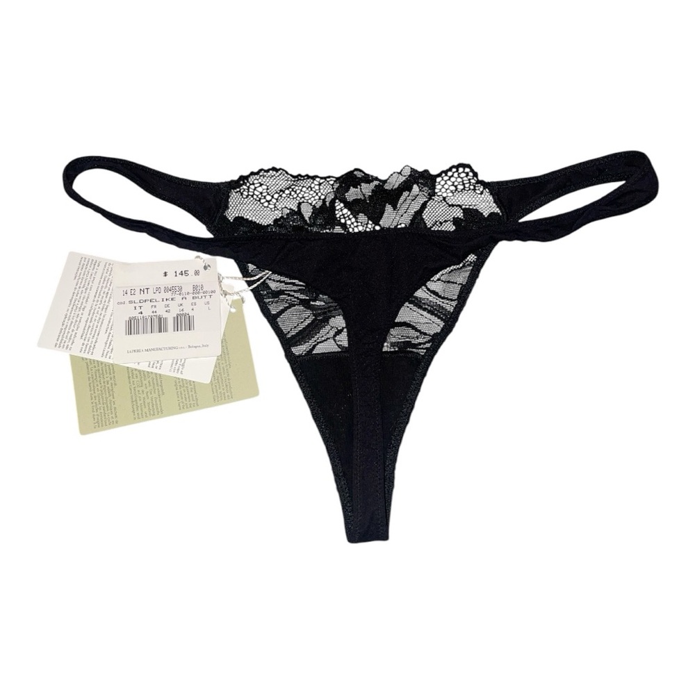 NWT La Perla Like A Butterfly Thong. Size L. Black.